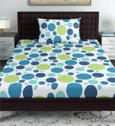 1 Single Bedsheet With 1 Pillow Cover - 57 X 87 Inches, Blue & White | Skin Friendly Fabric For Everyday Use - Soft, Breathable & Comfortable Sleeping
