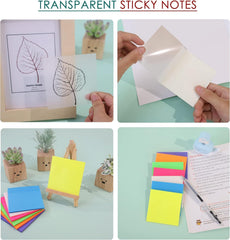 Transparent Self Sticky Note Pads, Clear Notes 76mm X 76mm Transparent Sheet 200 Pcs (Yellow)
