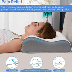 Memory Foam Pillow, For Neck Pain & Shoulder Pain Relief, Grey & White | Contour Cervical Orthopedic Memory Foam Pillows For Sleeping, Ergonomic Cervical Pillow, Adjustable Pillow