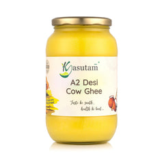 100% Natural A2 Desi Cow Ghee By Kasutam | High In Vitamins, Minerals Healthy Desi Cow Ghee Perfect For Sweets | (500ml) 16.9 Ounce | Jar Pack