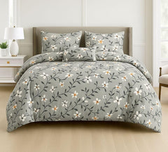 Cotton Queen Size Printed Double Bedsheet With 2 Pillow Covers For Home | 90 X 100 Inches, Grey - Beautiful Bedsheet Set | Perfect For Gifting Wedding, Anniversary