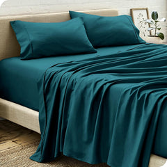 Flat Bedsheets Double Size Egyptian Cotton With 2 Pillow Cover - 81 X 96 Inches, Teal Blue | Softness & Comfort | Ideal For Luxury Home, Hotels & Resorts