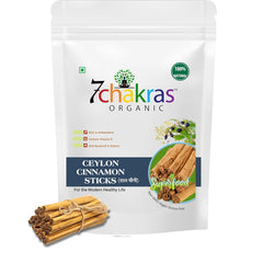 7 Chakras Organic Srilankan Ceylon Cinnamon Sticks, Genuine Source, Worlds Finest Whole Dalchini Sri Lankan Cinnamon Quills Authentic Ceylon Dalchini | 100gm 0.2lbs