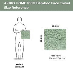 Akiko Home 100% Bamboo Face Towel 500 Gsm | Quick Dry, Super Soft, Anti Bacteria, Fast Absorbent, Eco Friendly, Hypoallergenic, Odor Resistant Face Towel | Pack Of 4 (Green)