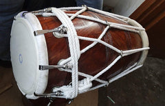 Sheesham Wood 18 Inch Dholak With Bag - Brown | Dholak For Festival, Wedding, Satsang - Very Easy To Tune, Goat Skin For Bast & Great Sound Quality