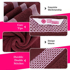 Casa Copenhagen Egyptian Cotton Waffle Large Size Bath Towel 500 Gsm (Burgundy)