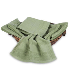Divine Overseas Cotton Yarn Soft Extra Absorbent & Durable Gsm 1200 Face Towel Set (Sage Green) - Pack Of 6