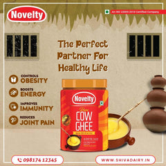 Natural Premium Cow Ghee Danedar By Novelty | Great Source Of Protein Fiber Desi Cow Ghee Good For Parathe | (500ml) 16.9 Ounce | Jar Pack