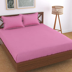 Wrinkle Resistant King Size Bedsheet With 2 Pillow Cover - 108 X 108 Inches, Light Pink | Smooth, Breathable, Comfortable Double Bedsheet