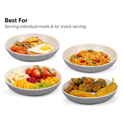 Ceramic Pasta Bowl Set Of 2 Pcs, 22cm - Grey Outside, 300ml Each | Stoneware Ceramic Serving Bowls With Glossy Finish | Pasta Plate - Deep Plate | Ceramic Bowl - Pasta Serving Plate