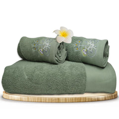 Rangoli 100% Cotton Martin 1 Bath & 2 Hand Towels 900 Gsm | Quick Dry, Ultra Soft, Highly Absorbent Printed Hand Towel For Men & Women Luxury & Highly Absorbent Towels - Turquise (Set Of 3)