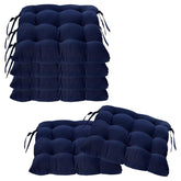 Chair Cushion Pad, Soft & Comfortable Sitting, Chair Pad - Navy Blue | Microfiber Square Chair Pad With Ties | Chair Seat Cushion For Office & Home | Furniture Cushion, Washable - Pack Of 6