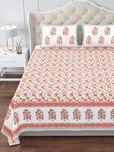 100% Cotton King Size Bedsheet For Double Bed With 2 Pillow Cover - 108 X 108 Inches, Red & White | Extra Soft & Wrinkle Free | Perfect Gifting Wedding, Housewarming Or Festival