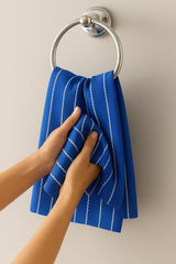 Crazyweaves Crazy Weaves Cotton Hand Towel 400 Gsm | Lunch Box Towels Daily Use 100% Pure Cotton Towel | Pack Of 4 (Blue Dobby)