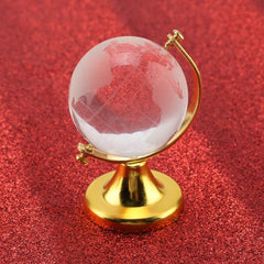 Feng Shui Small Glass Globe For Office Table World Map For Success & Prosperity (White - Gold) Ultimate Enhancer For Education Pack Of 1