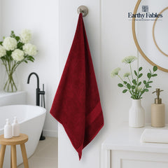 Earthy Fables Basic Bath Towel 400 Gsm Pure Carded Cotton, Soft, Absorbent, Quick Dry & Skin-Friendly Towel, (Wine)