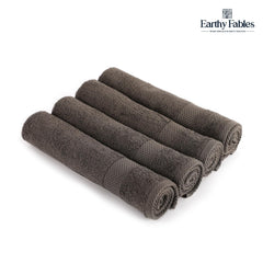 Earthy Fables Premium Hand Towels 600 Gsm | 100% Combed Cotton Ultra Soft Quick Dry & Highly Absorbent, For Home, Gym & Travel | Set Of 4 (Grey)