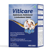 Westcoast Viticare Multivitamin, Multimineral & Antioxidants, 24 Key Nutrients To Match Up Daily Nutritional Requirement , Grape Seed Extract | 30 Tablets , 50gm 0.1lbs