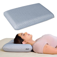 Orthopedic Memory Foam Pillow For Comfortable Sleep, Grey - 20 X 13 X 4 Inch | For Neck & Shoulder Pain Relief With Removable Zipper Grey Jacquard Cover | Back, Stomach Sleepers - Pack Of 1