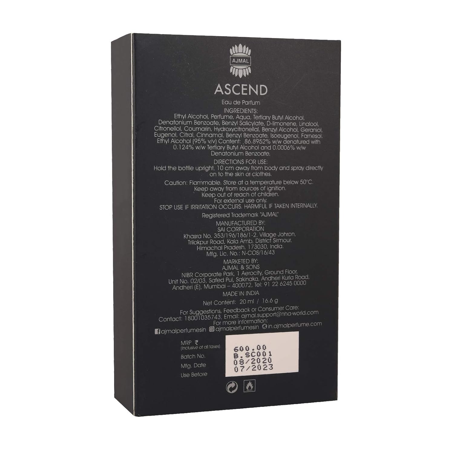 Ajmal Ascend Eau De Parfum 20ml 0.6 Fl.oz. Oriental Perfume For Unisex | Perfect For Office wear Ajmal Ascend Eau De Parfum 20ml 0.6 Fl.oz. Oriental Perfume For Unisex | Perfect For Office wear
