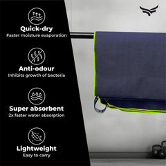 Xtrim Microfibre Bath Towel (Large) 200 Gsm | Towel For Gym, Spa, Swimming, Fabric, Quick-Dry, Extra Absorbent, Lightweight, Lint-Free, Reusable, Odour-Resistant (Navy Blue)
