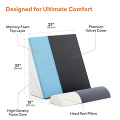 Adjustable Wedge Pillow, Memory Foam Pillow For Head, Back Support, Dark Grey - 22 X 22 X 12 Inch | Wedge Cushion, Acid Reflux, Snoring, Gerd, Leg Elevation, Pregnancy | Comfortable Pillow