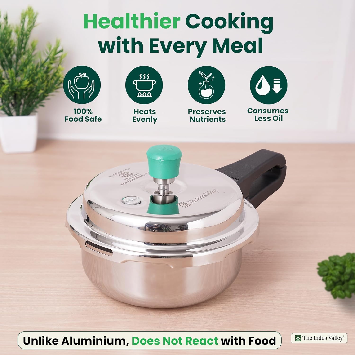 Tri-Ply Stainless Steel Outer Lid Pressure Pan For 1-2 People - Very Small, 2 Liters, 1.4 Kg | Induction Friendly, ISI-Certified, Nonstick 3-Layer Body, 100% Pure & Toxin-Free, 5 Years Warranty Tri-Ply Stainless Steel Outer Lid Pressure Pan For 1-2 People - Very Small, 2 Liters, 1.4 Kg | Induction Friendly, ISI-Certified, Nonstick 3-Layer Body, 100% Pure & Toxin-Free, 5 Years Warranty