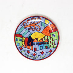 Exotic Panorama Hand Painted Ceramic Quarter Plates Set Of 2 - Multicolor | Small Side Plates For Dinner & Snacks - 7 Inch, 2 Pieces, Microwave Safe