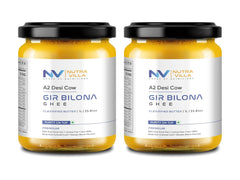 Organic A2 Gir Bilona Cow Ghee By Nutravilla | Rich In Nutrients & Healthy Pure A2 Ghee Perfect For Weight Loss | 2 Litre (1 Litr * 2) 67.6 Ounce | Jar Pack
