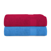 House Of Terry 100% Cotton Bath Towel 1000 Gsm | Quick Dry, Soft & Absorbent, Fade-Resistant, Skin-Friendly Large Size Towel (Paradise Pink & Blue) - Pack Of 2