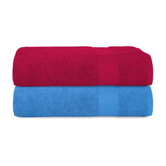 House Of Terry 100% Cotton Bath Towel 1000 Gsm | Quick Dry, Soft & Absorbent, Fade-Resistant, Skin-Friendly Large Size Towel (Paradise Pink & Blue) - Pack Of 2
