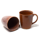 Handcrafted Rusty Caramel Ceramic Coffee Mug Set Of 6 - 350ml Each | Ceramic Mugs For Coffee, Tea, Milk - Microwave Safe & Dishwasher Safe