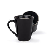 Large Ceramic Coffee Mug Set Of 2 - Black Rim, 350ml Each | Black Beauty Ceramic Mug - Tea Mug With Glossy Finish | Mug For Coffee - Ceramic Coffee Mug | Stoneware Coffee Cup - Microwave Safe
