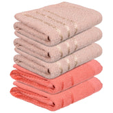 Kuber Industries Face Towel 1000 Gsm | Towels For Daily Use Workout Hand Towel | Lining Design | Pack Of 5 (Orange & Brown)
