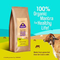 Organic Desi Gir Cow Vedic Ghee By Girmom Motherly Organics | Rich Source Of Vitamin A, D,E & K Pure Desi Cow Ghee Perfect For Glowing Skin | (250ml) 8.4 Ounce | Packet