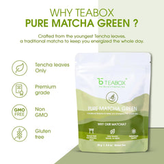 Teabox Pure Matcha Green Tea Powder - 25gm, 0.8 Ounce | Fresh Authentic Premium Matcha From Youngest Tencha Leaves - Sourced From Shizuoka, Japan