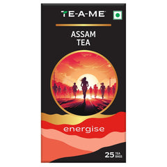 TE-A-ME Energise Assam Tea - 25 Tea Bags | Rich & Robust Flavor, Full-Bodied & Strong Tea - Premium Black Tea | Contains Caffeine, Non-GMO, Gluten Free