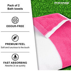 Maxnap Sunstripe Premium Cabana Striped Towel 600 Gsm | 100% Cotton, Soft & Quick-Dry Pool Towels - Set Of 2 (Pink)