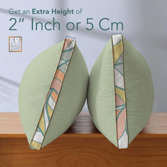Soft Microfiber High Loft Pillow, Neck Support, Sleep Well In 43 X 69 Cm | Printed Gusset Of Extra 5 Cm Height For Soft Comfortable Sleep, Mint Slumber | Bed Pillow, Supportive - Set Of 2