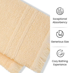 Prime Club Premium 100% Cotton Hand Towel 400 Gsm | Bathroom Essentials Soft Quick-Dry Cotton Towel (Peach)- 2 Pcs