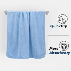 Urbanleaf Microfiber Large Bath Towel Quick Dry Super Absorbent Bath Towel | Towel For Bath, Travel, Gym, Beach, Pool & Yoga (Blue & Grey)
