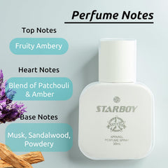 JD International Star Boy White Apparel Unisex Perfume With Long Lasting Fragrance - 30ml, 1.02 Fl.oz | Perfume For Men & Women