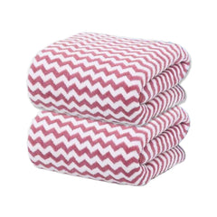 Black Gold The Finer Touch Microfiber Zigzag Bath Towel 700 Gsm | Soft & Quick Dry Towel Lightweight & Absorbent Use For Men & Women (Pink) - Pack Of 2