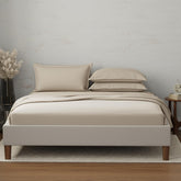 100% Cotton Plain Bedsheet Set With 4 Pillow Covers - 108 X 108 Inches, Beige | 300 Thread Count - Gift For Weddings Or Anniversary King Size Bedsheet