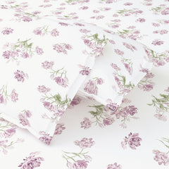 Double Bed Floral Bedsheet For Queen Size With 2 Pillow Covers - 90 X 100 Inches, White & Lilac | Smooth, Soft & Breathable | Ideal For Everyday Use