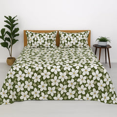 Double Bedsheet With 2 Pillow Covers - 90 X 100 Inches, Green | Soft, Breathable & Skin-Friendly Bedding For Daily Use | Machine Washable & Long-Lasting