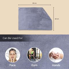 Kuber Industries Face Towel 450 Gsm | Antibacterial Microfiber Hand Towel (Gray, Purple & Blue) - 3 Pcs