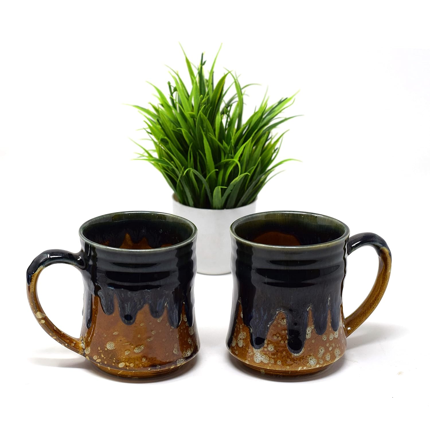 Handcrafted Earthy Brown Carved Ceramic Coffee Mug Set Of 2 - 300ml Each | Ceramic Mugs For Coffee, Tea, Milk - Microwave Safe & Dishwasher Safe Handcrafted Earthy Brown Carved Ceramic Coffee Mug Set Of 2 - 300ml Each | Ceramic Mugs For Coffee, Tea, Milk - Microwave Safe & Dishwasher Safe