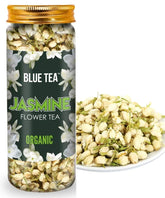 Blue Tea Organic Jasmine Flower Herbal Tea - 30gm Reusable Pet Jar, 1.05 Ounce, 30 Cups | Non-Bitter, Flower Based Super Antioxidant Tea - For Slimming Body & Stress Relief
