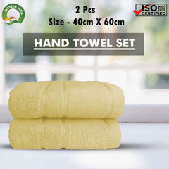 Sassoon Melrose 100% Cotton Hand Towel 400 Gsm | Highly Absorbent, Soft Material Perfect For Daily Use (Lemon) -2 Piece